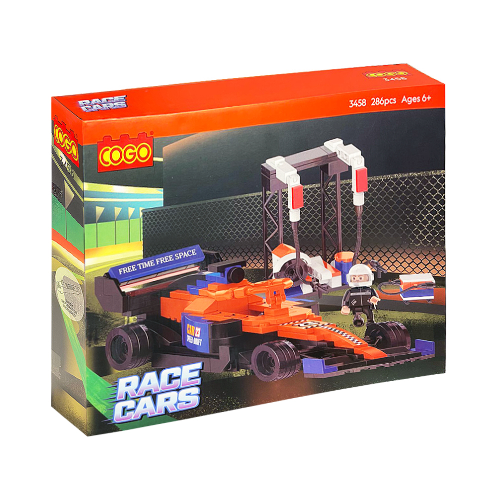 Brinquedo de Construção Cogo Race Cars Free Time Free Space 3458 286 Peças
