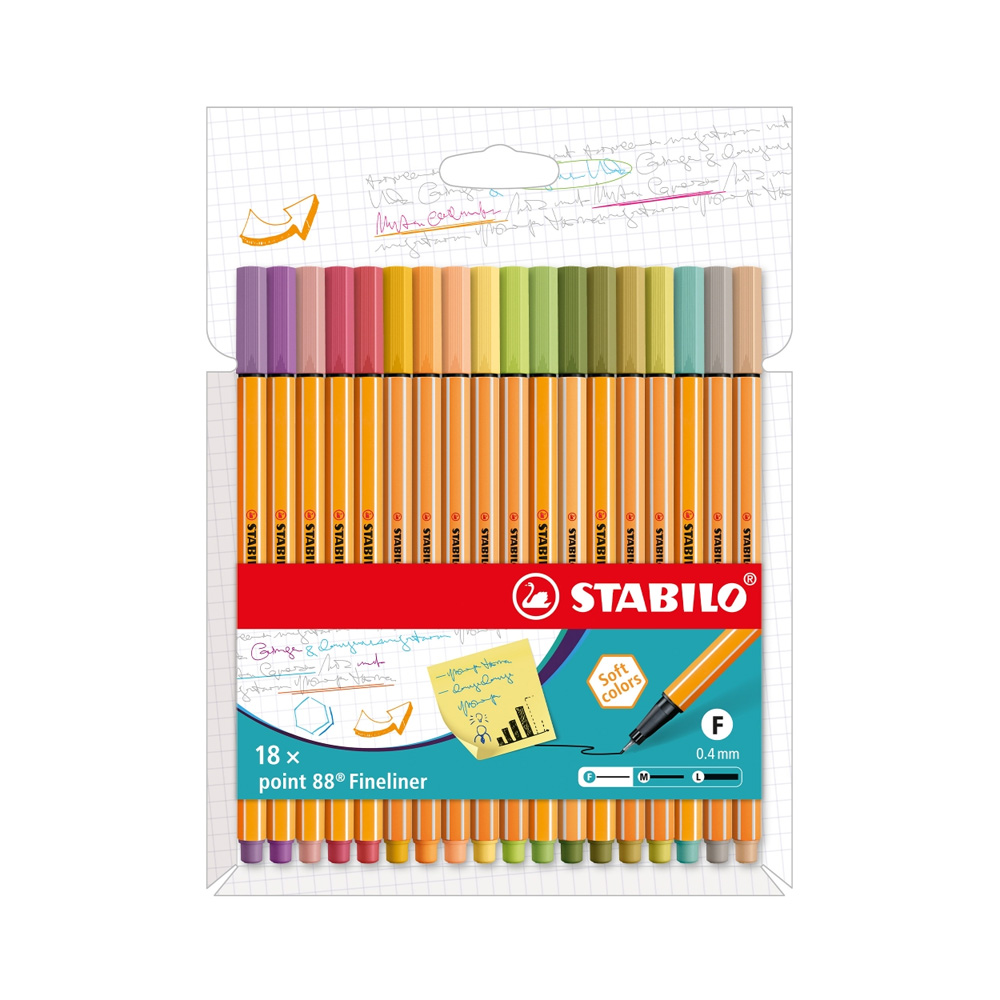 Bolígrafo Rotulador Stabilo Fineliner Point 88 8818-22 0.4MM 18 Unidades