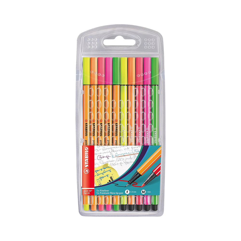 Marcador Rotulador Stabilo Pen 68 + Caneta Marcadora Stabilo Fineliner Point 88 8868/10-1 10 Unidades