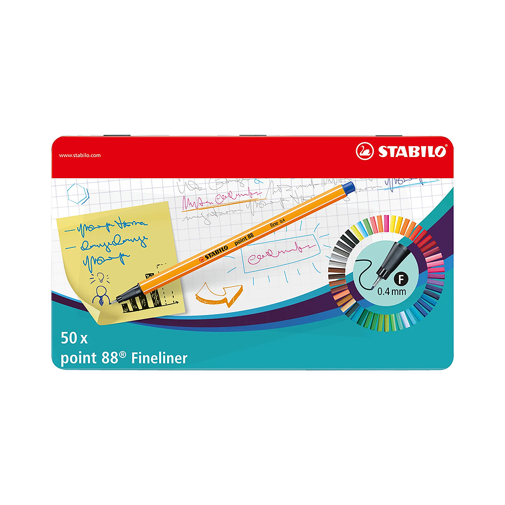 Caneta Marcadora Stabilo Fineliner Point 88 8850-6 0.4MM 50 Unidades