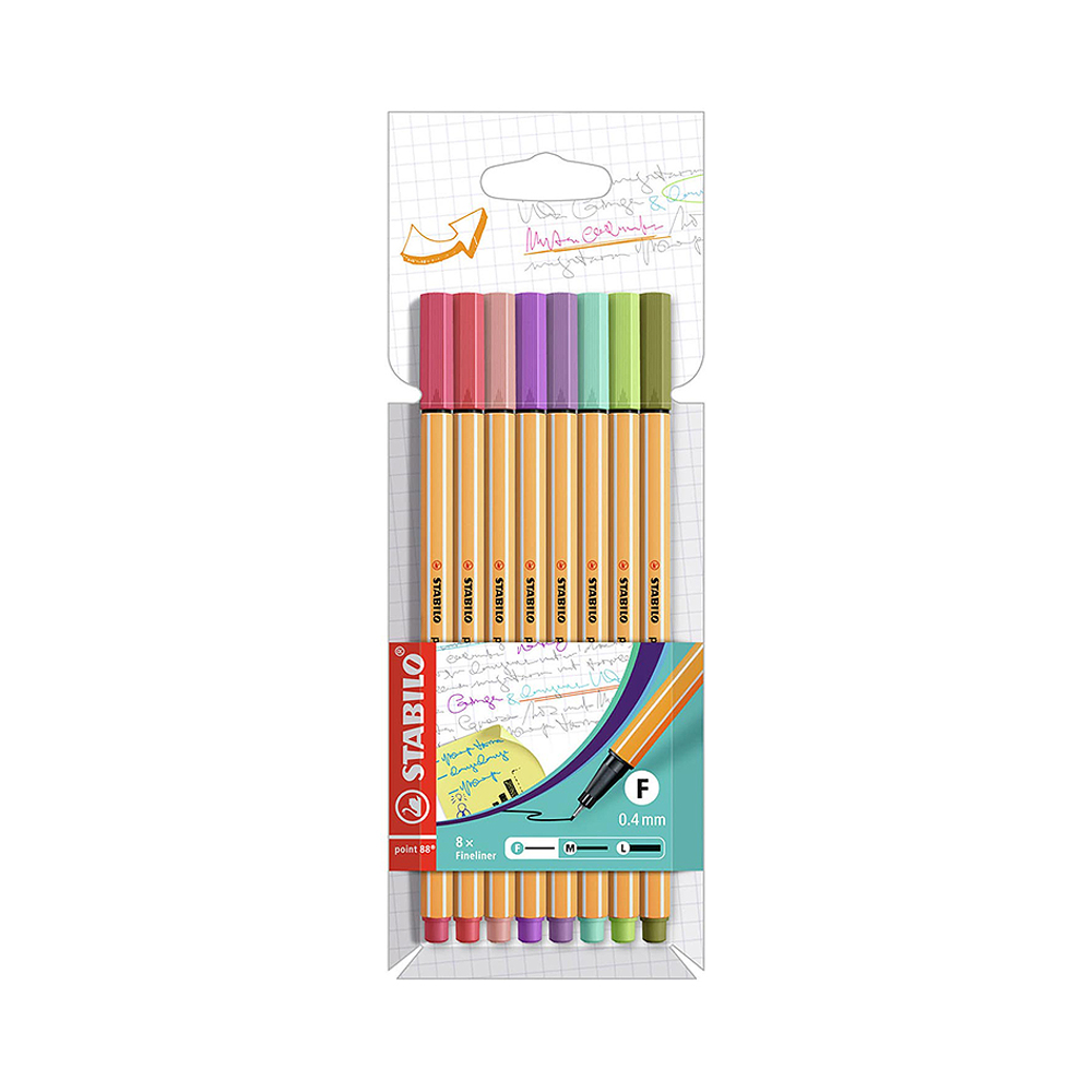 Caneta Marcadora Stabilo Fineliner Point 88 88/8-04 0,4MM 8 Unidades