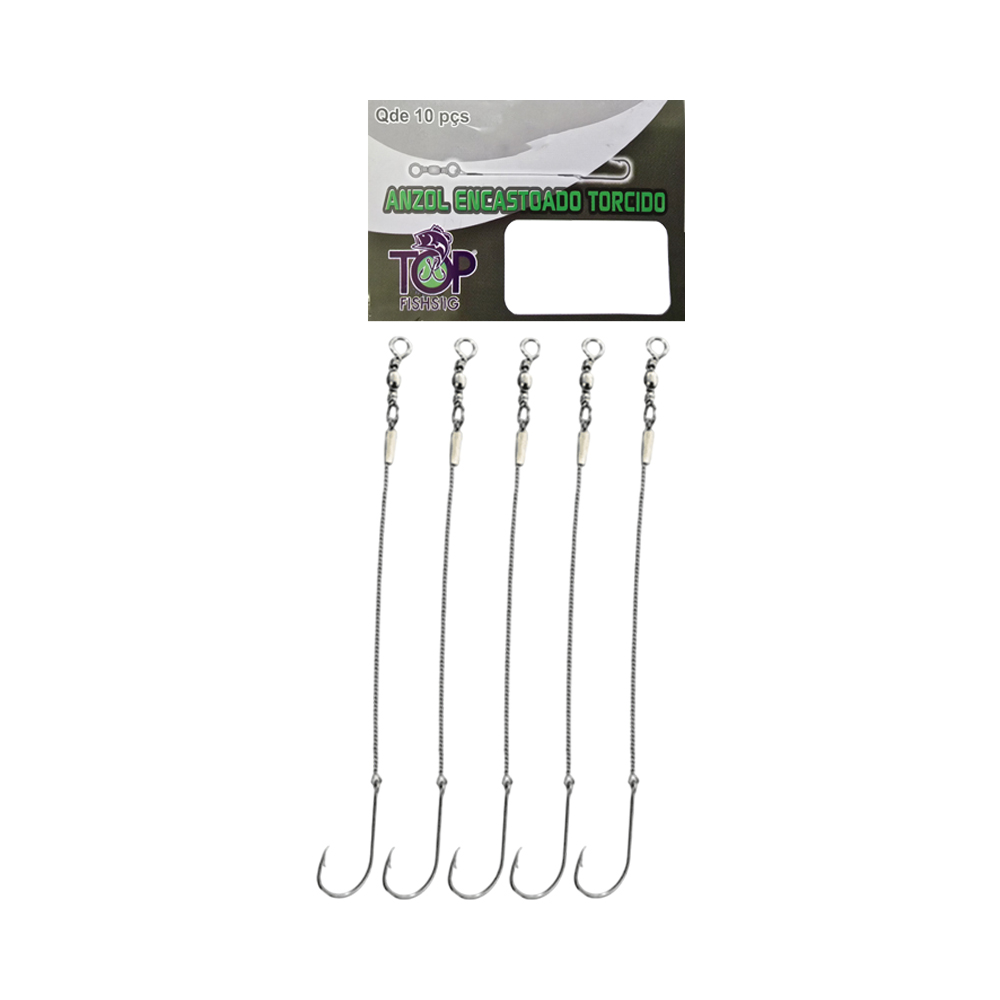 Leader Inoxidável Níquel Top Fishing com Anzol 1971 Nº8/0 50CM 10 Peças Prata