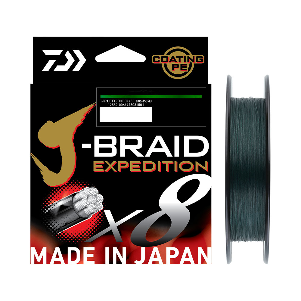 Linha de Pesca Daiwa J-braid Expedition X8 22,2KG 0,23MM 300M Green