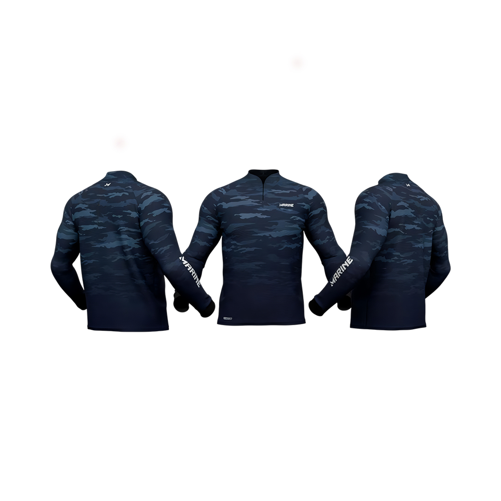Camisa de Pesca Marine Cammo Sem Capuz Azul