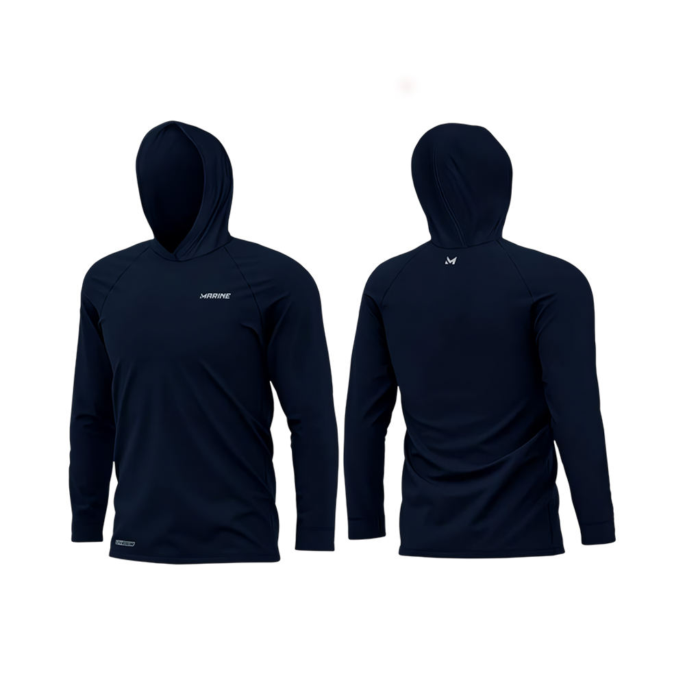 Camisa de Pesca Marine Prime Poliamida com Capuz Azul