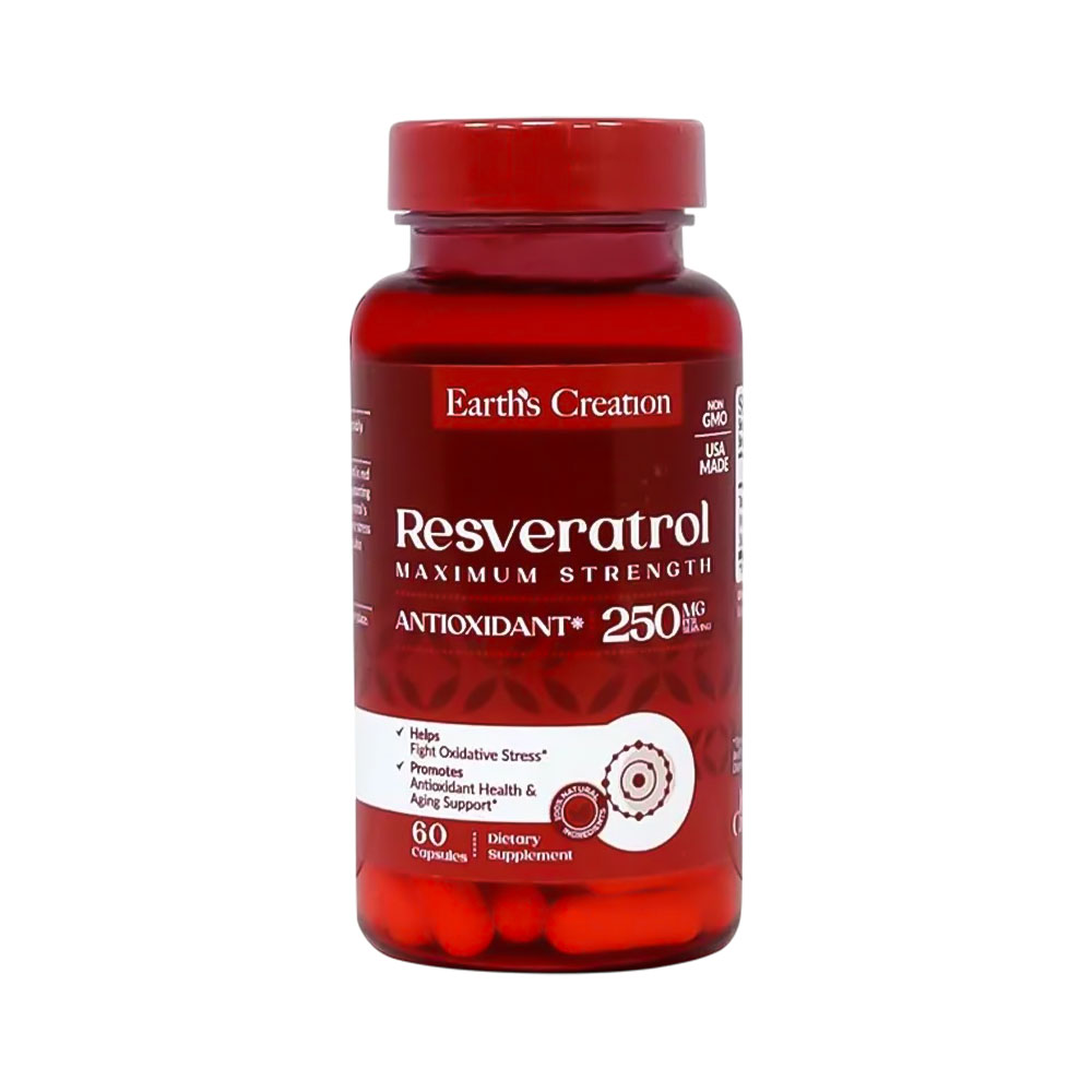 Vitamina Earth's Creations Resveratrol 250MG 60 Cápsulas
