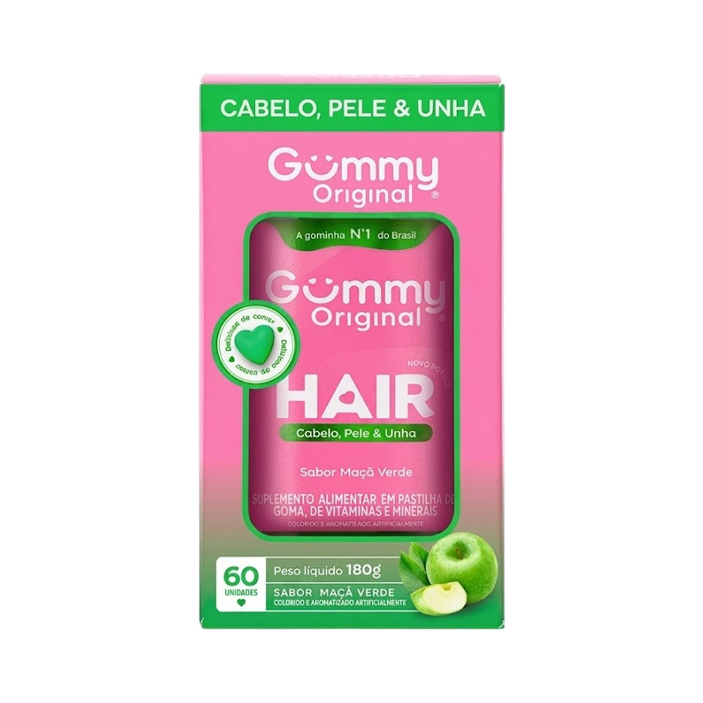 Vitamina Gummy Hair, Skin And Nails Maçã Verde 60 Gummies