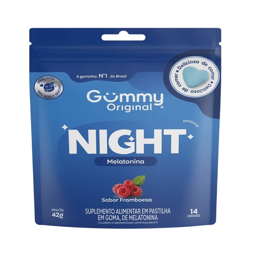 Vitamina Gummy Melatonina Night Framboesa 3MG 14 Gummies