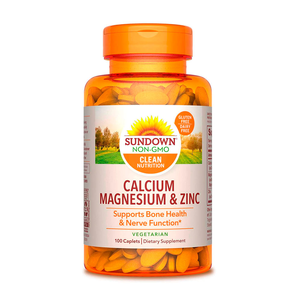 Calcio, Magnesio &amp; Zinc Sundown Naturals 100 Capsulas