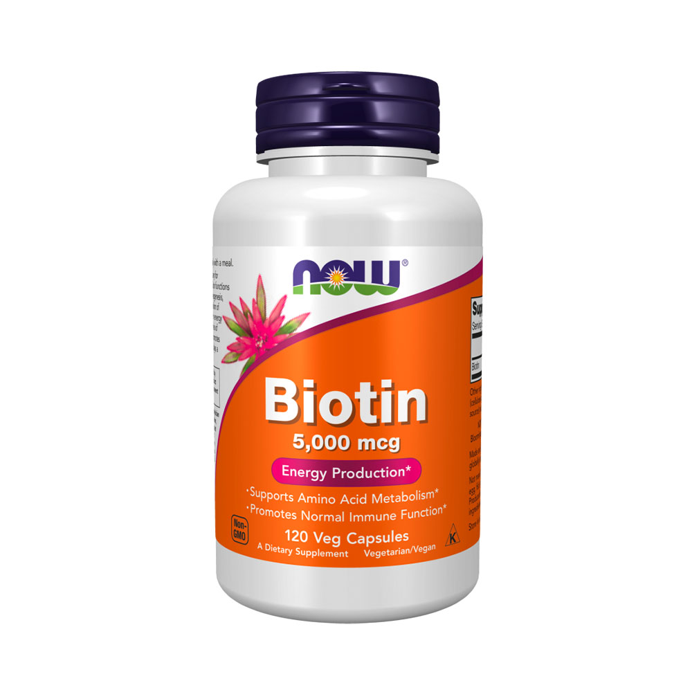 Suplemento Now Sports Biotin 5000MCG 60 Cápsulas