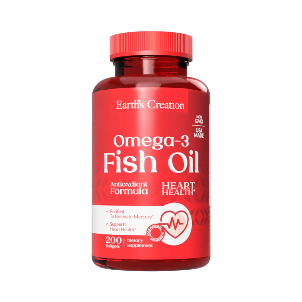 Vitamina Earth's Creation OMEGA-3 Fish Oil Cholesterol Free 200 Cápsulas
